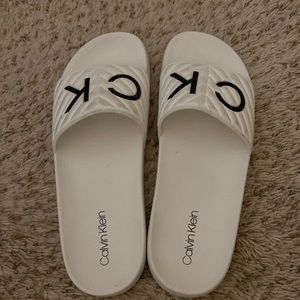 Calvin Klein White Slides